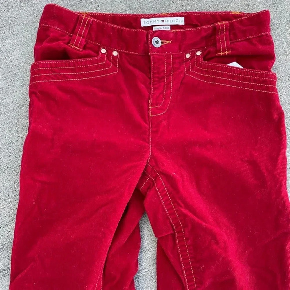 Vintage Y2K Tommy Hilfiger women’s hipster bootcut corduroy pants 4 Red Holiday - Picture 2 of 5